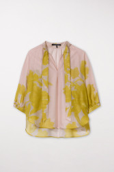 Kimonobluse mit Blossom-Prin / Mehrfarbig