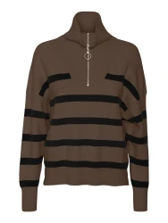 Damen Pullover VMSABA STRIPE / Braun