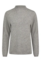 Damen Pullover Mockneck Cashmere / Grau