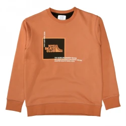 Kinder Sweatshirt mit Kontrast-Print und Wording / Orange