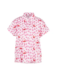 Bluse mit tonigem Flamingo-Print / Rot
