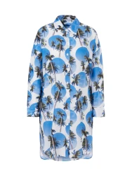 Hemdblusenkleid mit Palmenprint / Blau