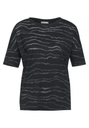 Damen T-shirt mit Burn-Out Print / Schwarz