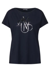 Damen T-Shirt mit Wording / Dunkelblau