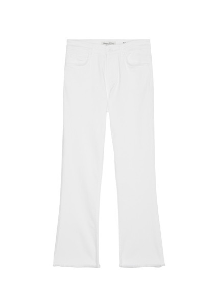 Denim trousers, high waist, flared, white