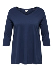 Curvy Langarmshirt CARBONNIE LIFE / Blau