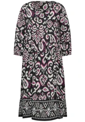 Tunika Kleid mit Print / Schwarz