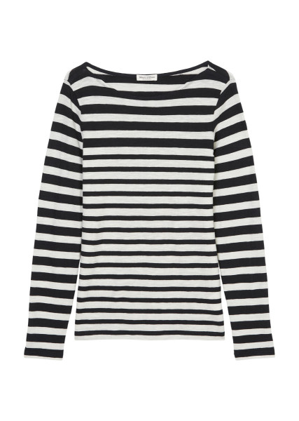 T-shirt, long sleeve, boat neck, striped