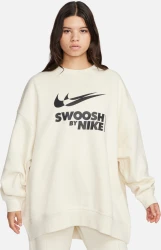 Damen Extragroßes Fleece-Sweatshirt / Beige