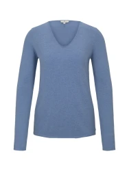 Damen Pullover mit V-Ausschnitt / Blau
