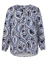 Curvy Bluse / Blau, Mehrfarbig