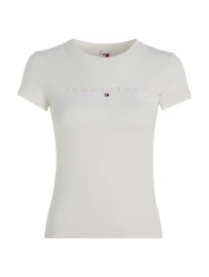 Damen T-Shirt Slim Tonal Linear / Weiß