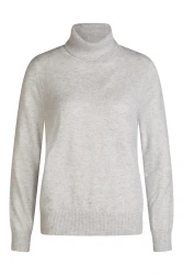 Damen Cashmere Rollkragenpullover / Hellgrau