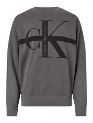 Herren Logo-Sweatshirt STRIPE CK WASHED CREW NECK / grau