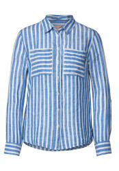 Gestreifte Leinenbluse / Blau