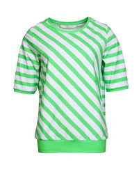 Damen Shirt Diagonal-Ringel / Grün