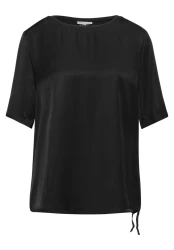 Damen T-Shirt mit Tunnelzug / Schwarz