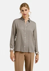 Blouse w collar and placket + 1/1 sleeves / Braun