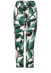 Damen Hose mit floralem Print / Grün