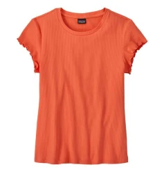 Damen T-Shirt Rippstrick / Orange