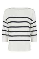 Damen Pullover mit Streifen / Weiß