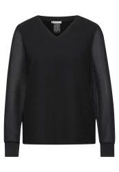 Damen Langarmshirt Chiffon-Shirt / Schwarz