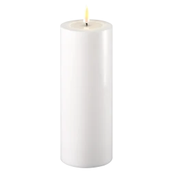 LED-Kerze Indoor 7,5cm x 20cm Weiß / Weiß