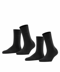 Damen Socken Basic Easy 2-Pack / Schwarz