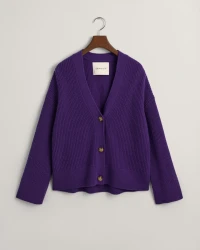 Gerippte Damen Strickjacke aus Wolle / violett