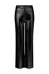 Damen Hose mit Metallic Oberfläche / Schwarz