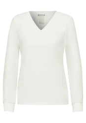 Damen Langarmshirt Chiffon-Shirt / Weiß