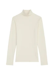 Damen Rollkragen-Longsleeve / Creme