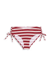 Gestreifte Bikinihose mit mittelhohem Bund / Rot