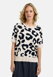 Damen Shirt Animal Print / Creme