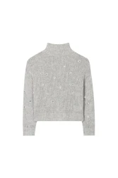 Langarm Pullover / Hellgrau