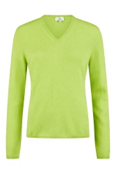 Damen Cashmere Pullover V-Ausschnitt / Limone