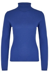 Damen Cashmere Rollkragen-Pullover / Blau