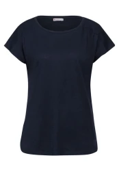 Damen T-Shirt mit Raffung / dunkelblau