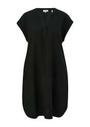 Kleid mit Tunika-Ausschnitt / Schwarz