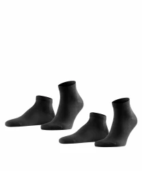 Herren Sneakersocken Happy 2-Pack / Schwarz