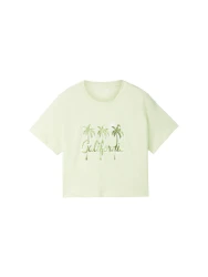 Kinder Cropped T-Shirt mit Print / Grün