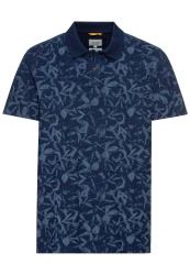 Herren Poloshirt mit floralem Print / Blau
