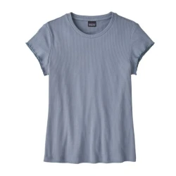 Damen T-Shirt Rippstrick / Blau