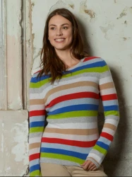 Damen Ringel-Pullover aus Cashmere / Mehrfarbig