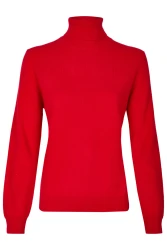 Damen Cashmere Rollkragen-Pullover / Rot