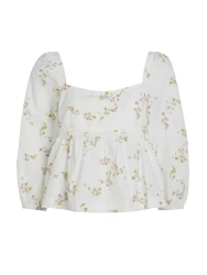 Babydoll-Bluse aus Popeline / Weiß