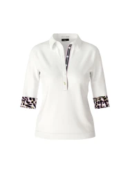 Damen Poloshirt im Materialmix / Weiß