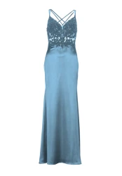 Spitzentop-Kleid mit raffiniertem Rücken / Blau