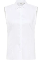 Ärmellose Bluse aus Satin / Weiß