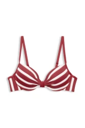 Bikini-Top mit wattierten Bügel-Cups und Streifen / Rot